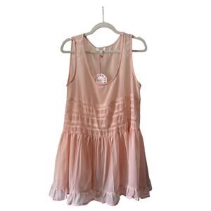 Umgee Pink Sheer Peplum Sleeveless Sz L NWT